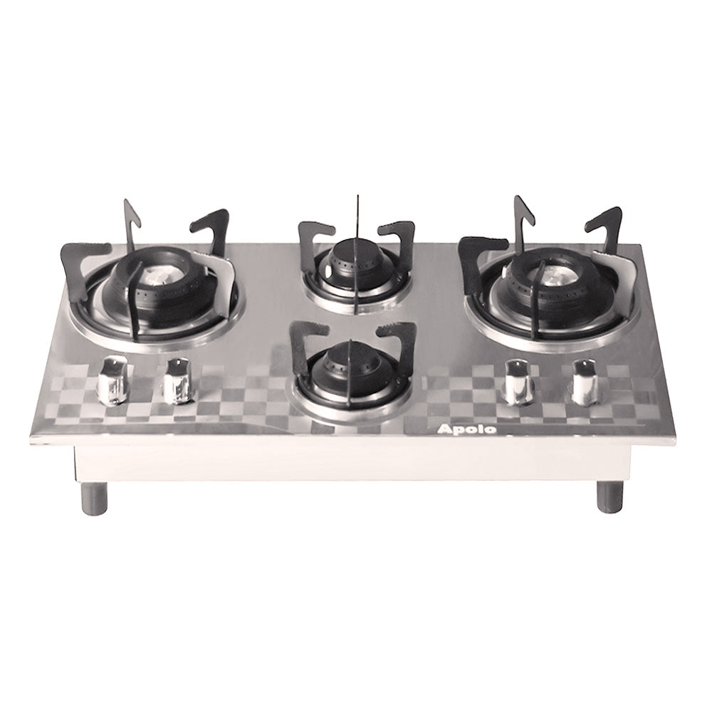 APOLO Automatic Hob - Model 750 - 4 Burner Auto Ignition - 100% Pure Stainless Steel Top