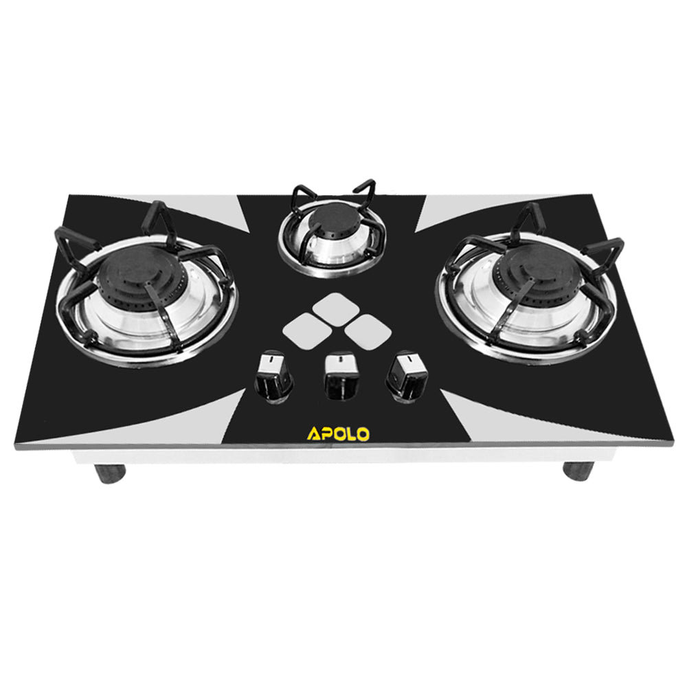 APOLO Automatic Hob - Model 584 - 3 Burner - Auto Ignition - 100% Pure Stainless Steel Top