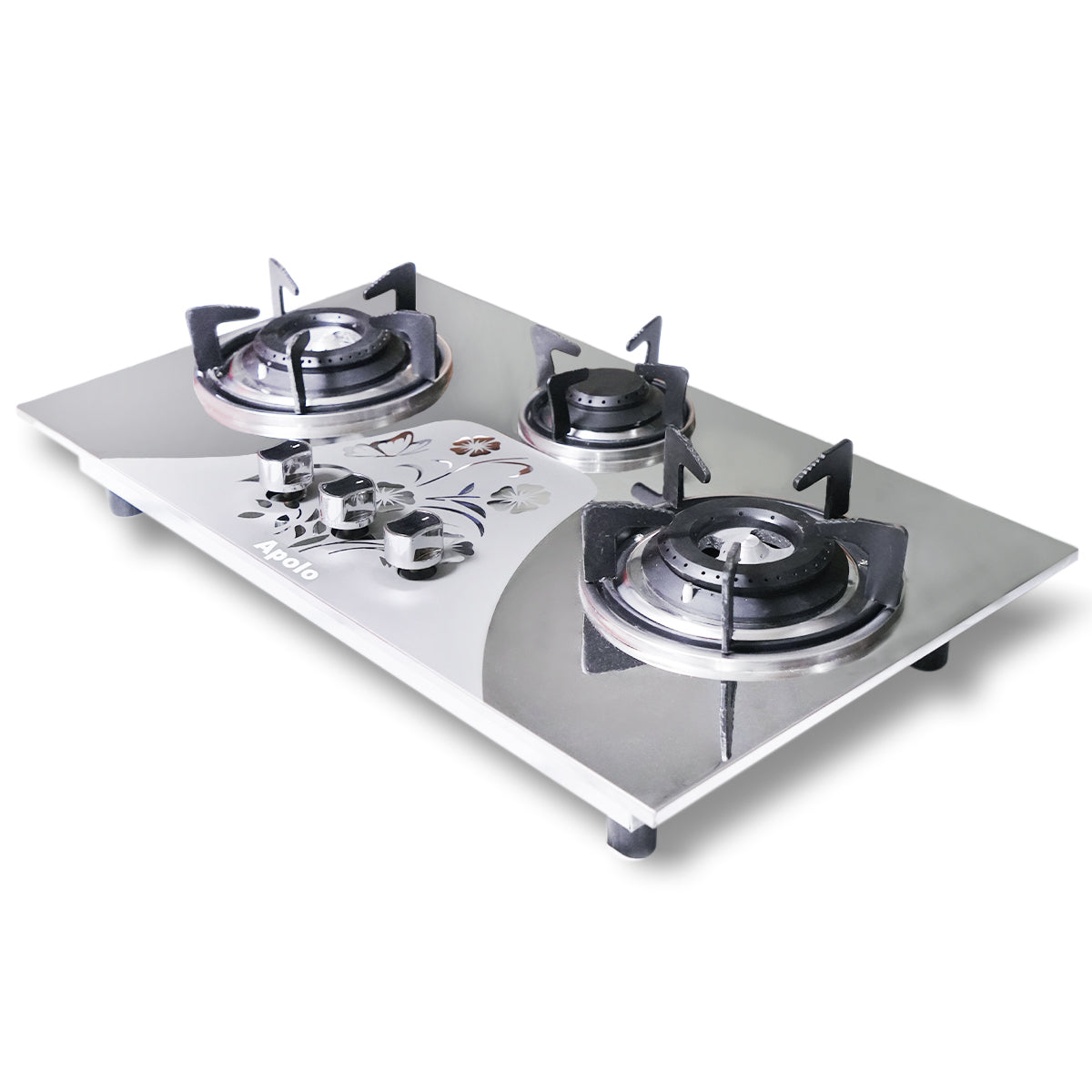 APOLO Automatic Hob - Model 615 - 3 Burner - Auto Ignition Stove - 100% Pure Stainless Steel Top