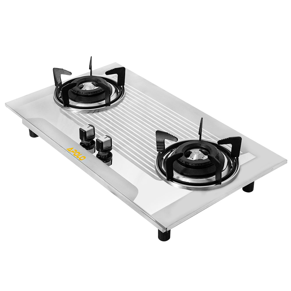 APOLO Automatic Hob - Model 605 - 2 Burner - Auto Ignition Stove - 100% Pure Stainless Steel Top