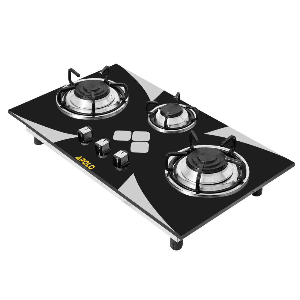 APOLO Automatic Hob - Model 584 - 3 Burner - Auto Ignition - 100% Pure Stainless Steel Top