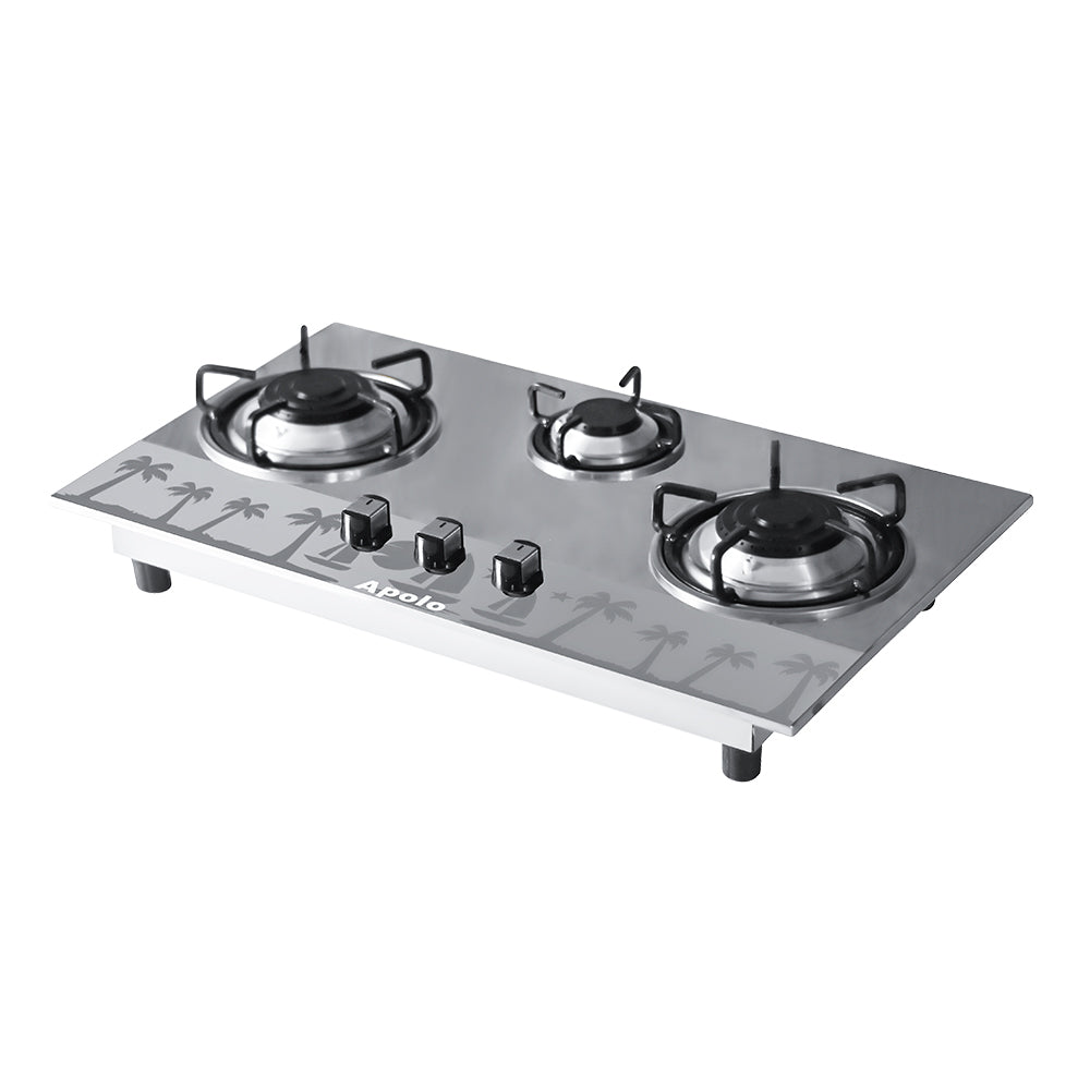 APOLO Automatic Hob - Model 580 - 3 Burner - Auto Ignition Stove - 100% Pure Stainless Steel Top