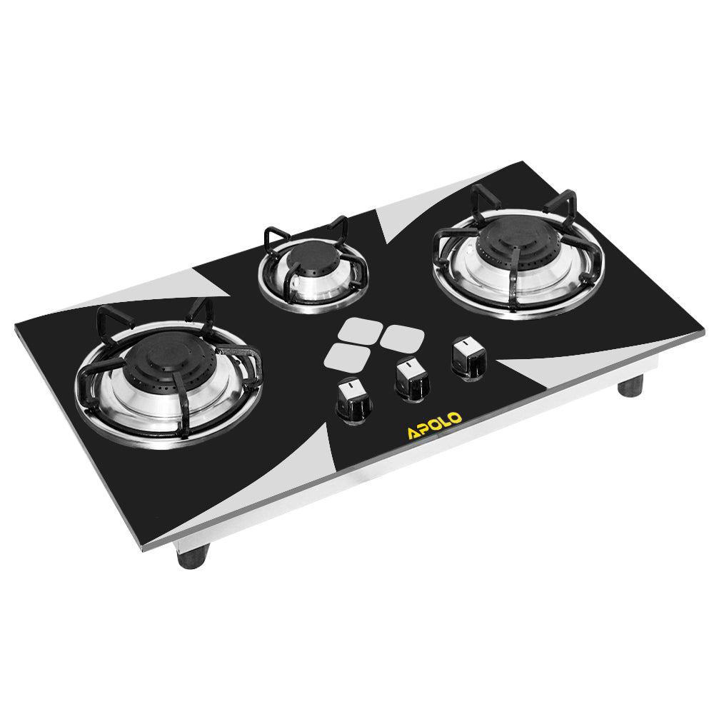 APOLO Automatic Hob - Model 584 - 3 Burner - Auto Ignition - 100% Pure Stainless Steel Top