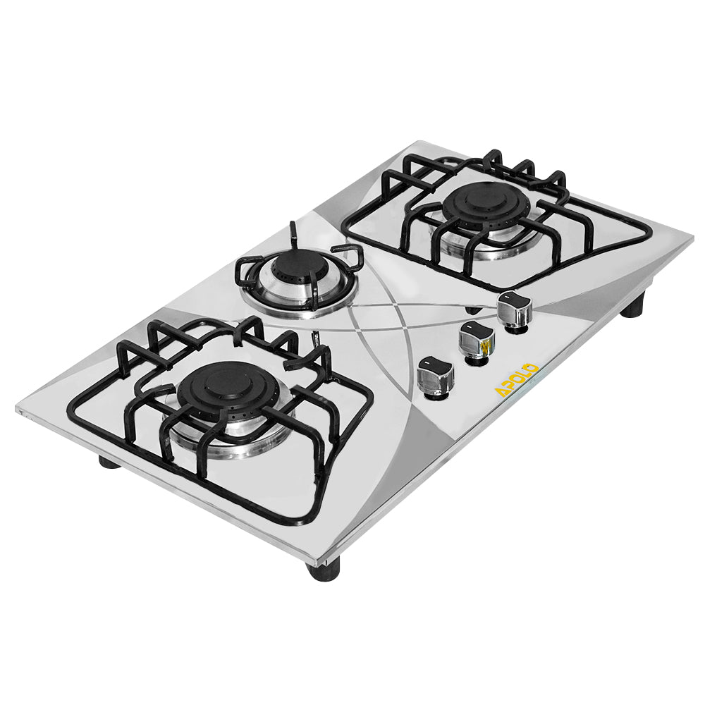 APOLO Manual Stove / Hob - Model 481 - 3 Burner - 100% Pure Stainless Steel Top