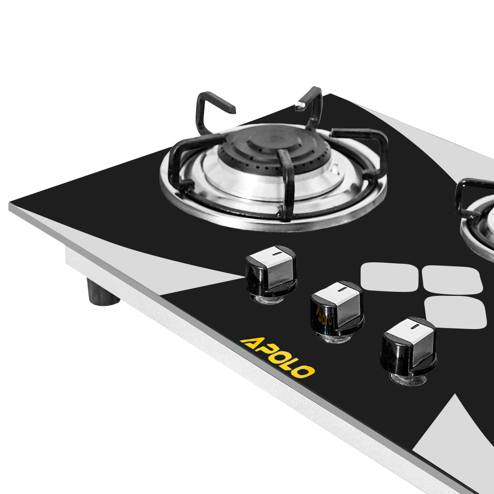 APOLO Automatic Hob - Model 584 - 3 Burner - Auto Ignition - 100% Pure Stainless Steel Top