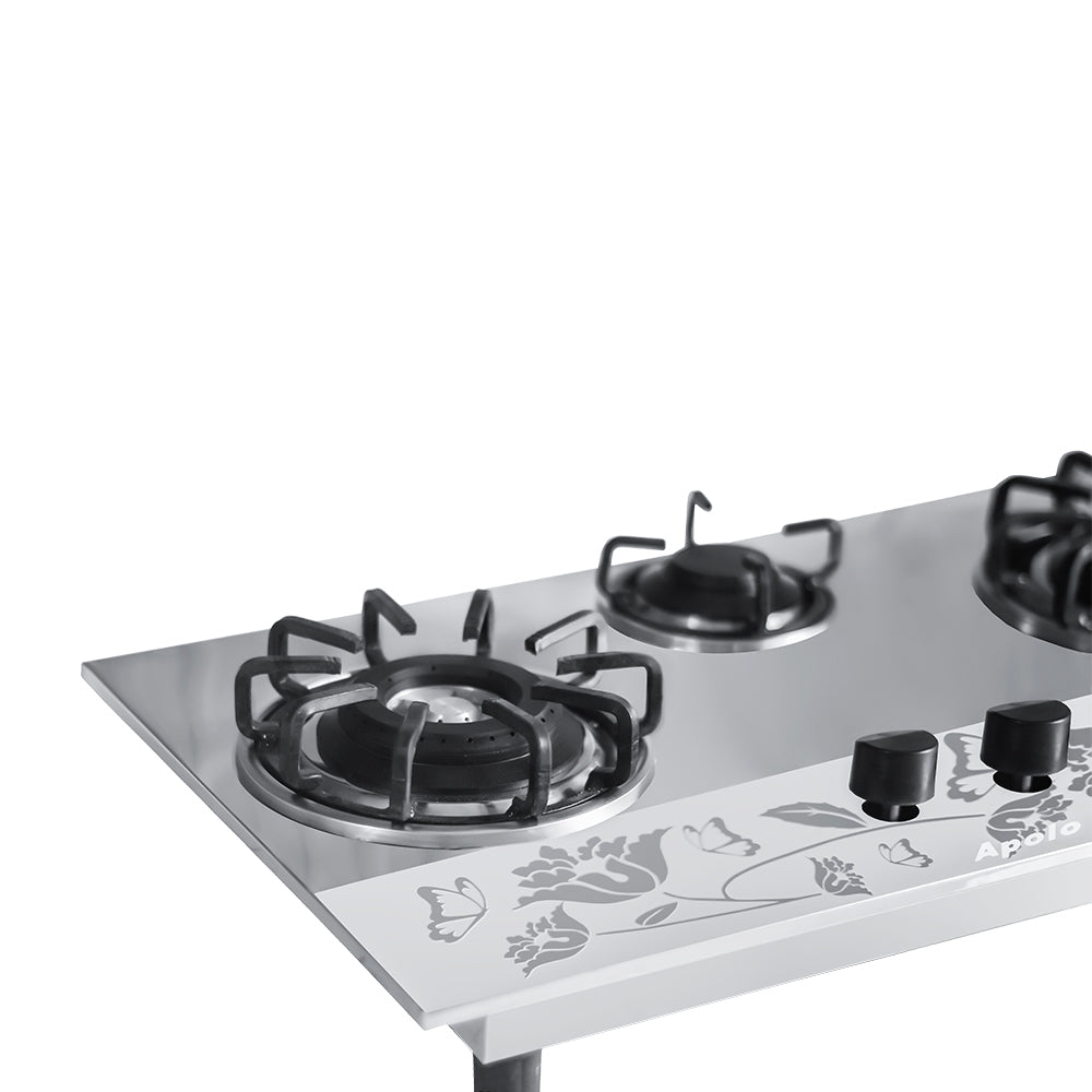 APOLO Manual Stove / Hob - Model 305 - 3 Burner - 100% Pure Stainless Steel Top