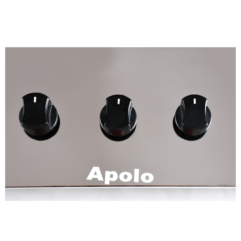 APOLO Manual Stove / Hob - Model 210 - 3 Burner - 100% Pure Stainless Steel Top