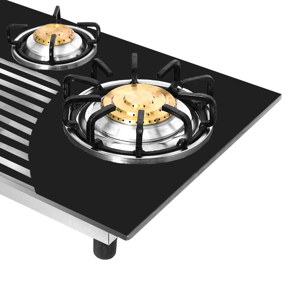 APOLO Manual Stove / Hob - Model 315 - Pure Brass Burner - 3 Burner - Heavy Duty - 100% Pure Stainless Steel Top