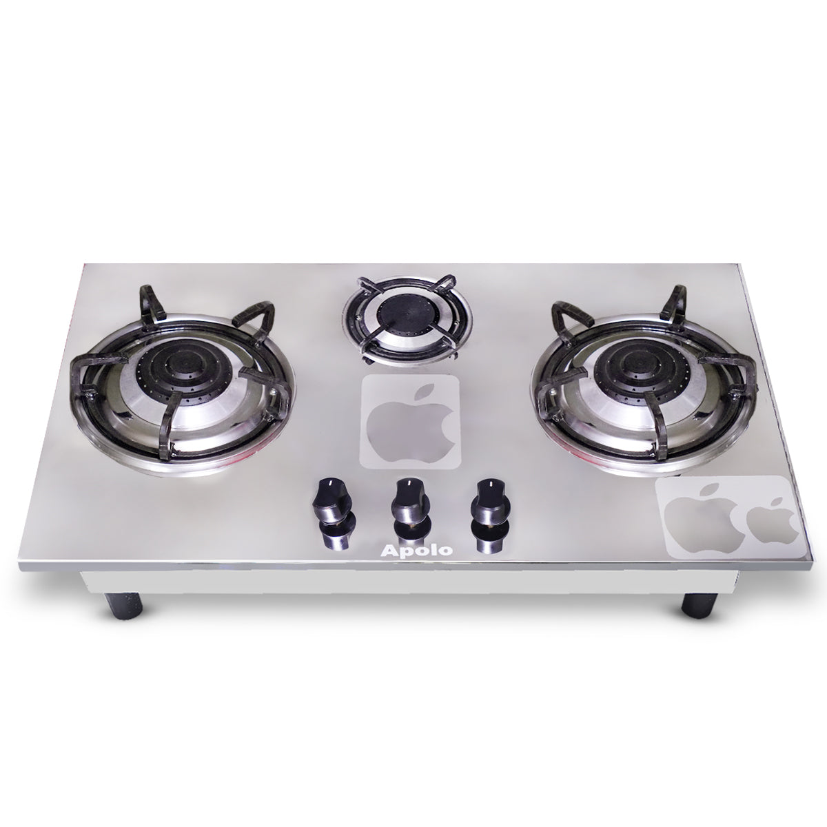 Model 215 - 3 Burner - Manual Hob / Stove - 100% Pure Stainless Steel Top