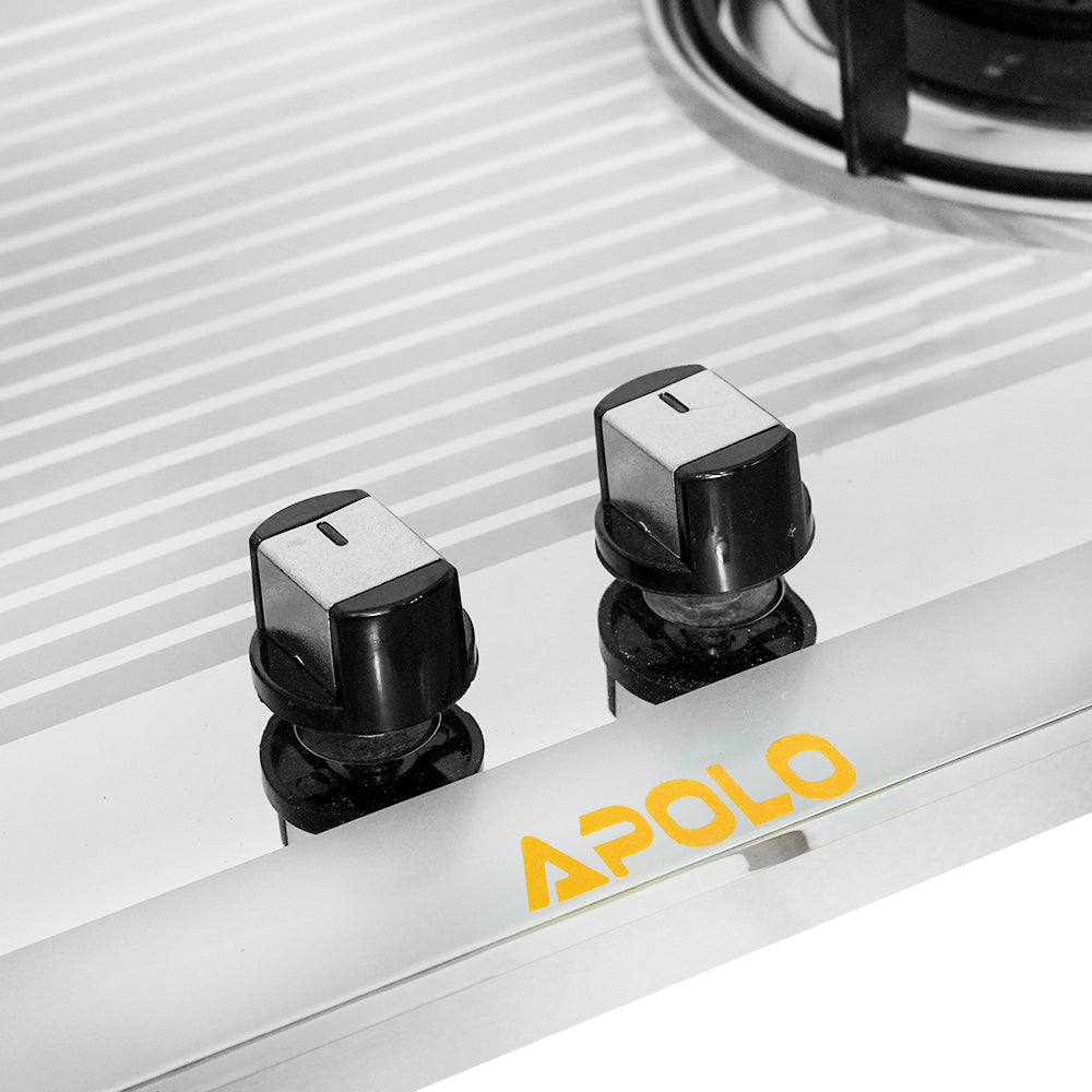 APOLO Automatic Hob - Model 605 - 2 Burner - Auto Ignition Stove - 100% Pure Stainless Steel Top