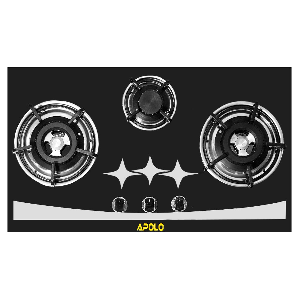 APOLO Automatic Hob - Model 515 - 3 Burner - 100% Pure Stainless Steel Top