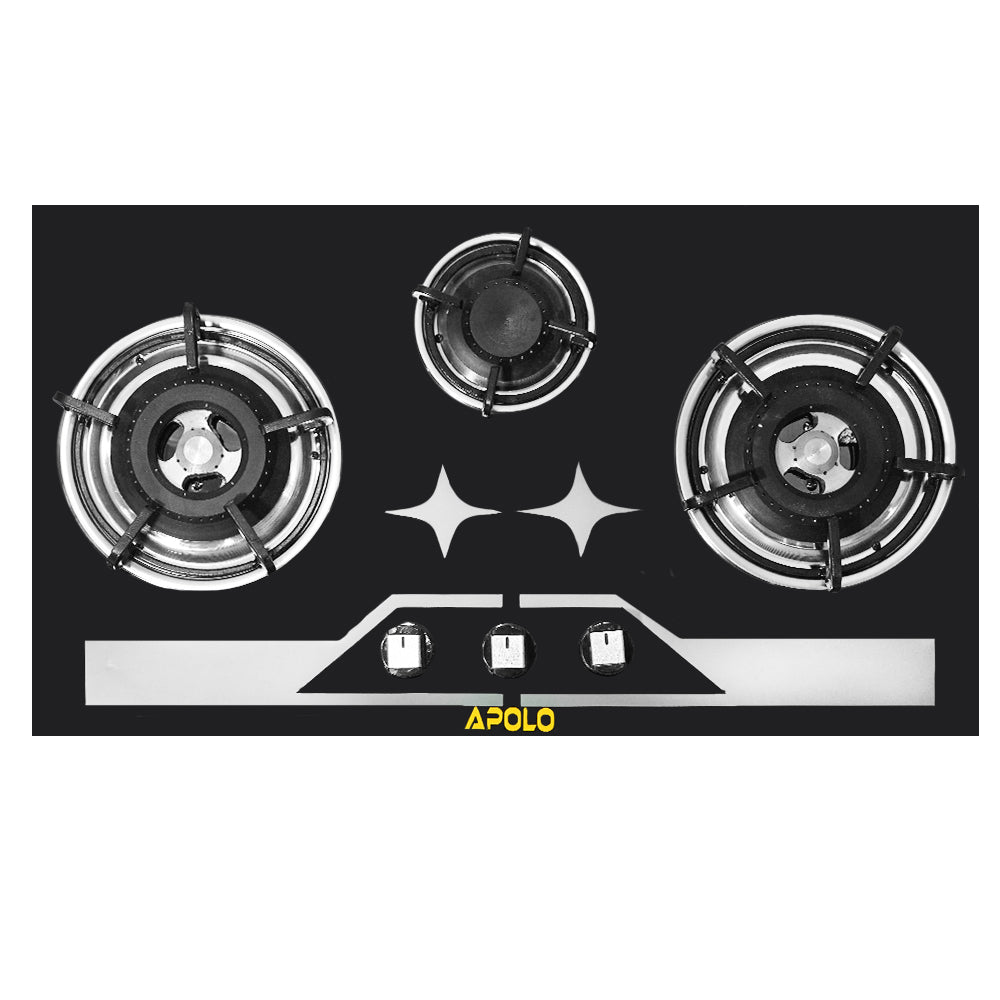 APOLO Manual Stove / Hob - Model 450 - 3 Burner - 100% Pure Stainless Steel Top