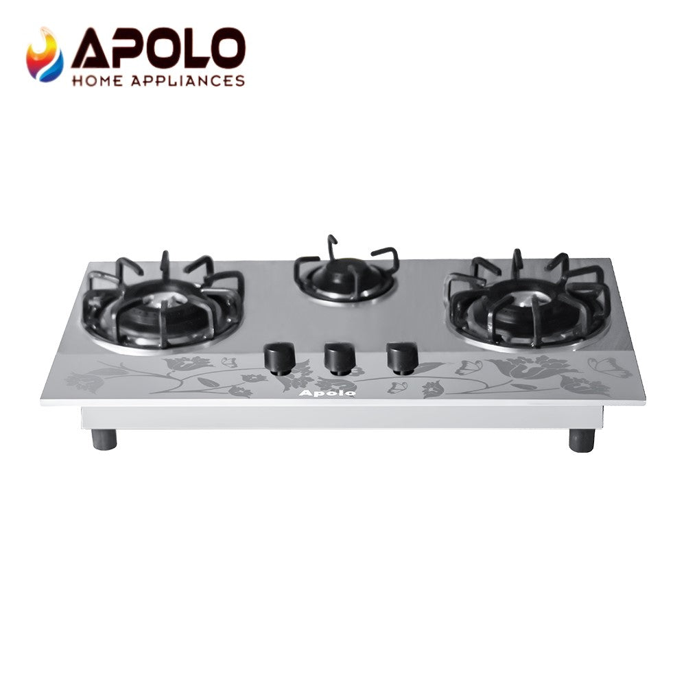 APOLO Manual Stove / Hob - Model 305 - 3 Burner - 100% Pure Stainless Steel Top