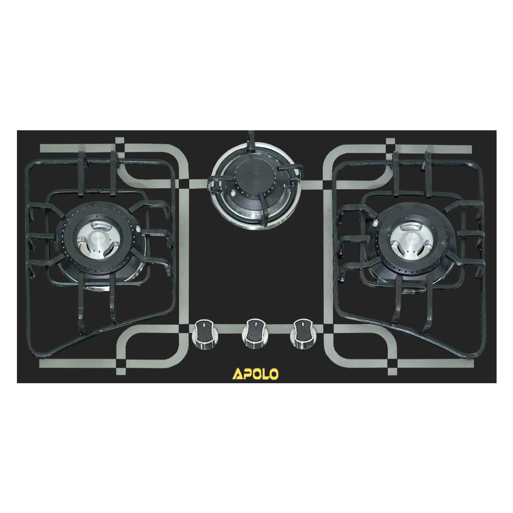 APOLO Automatic Hob - Model 550 - 3 Burner - 100% Pure Stainless Steel Top
