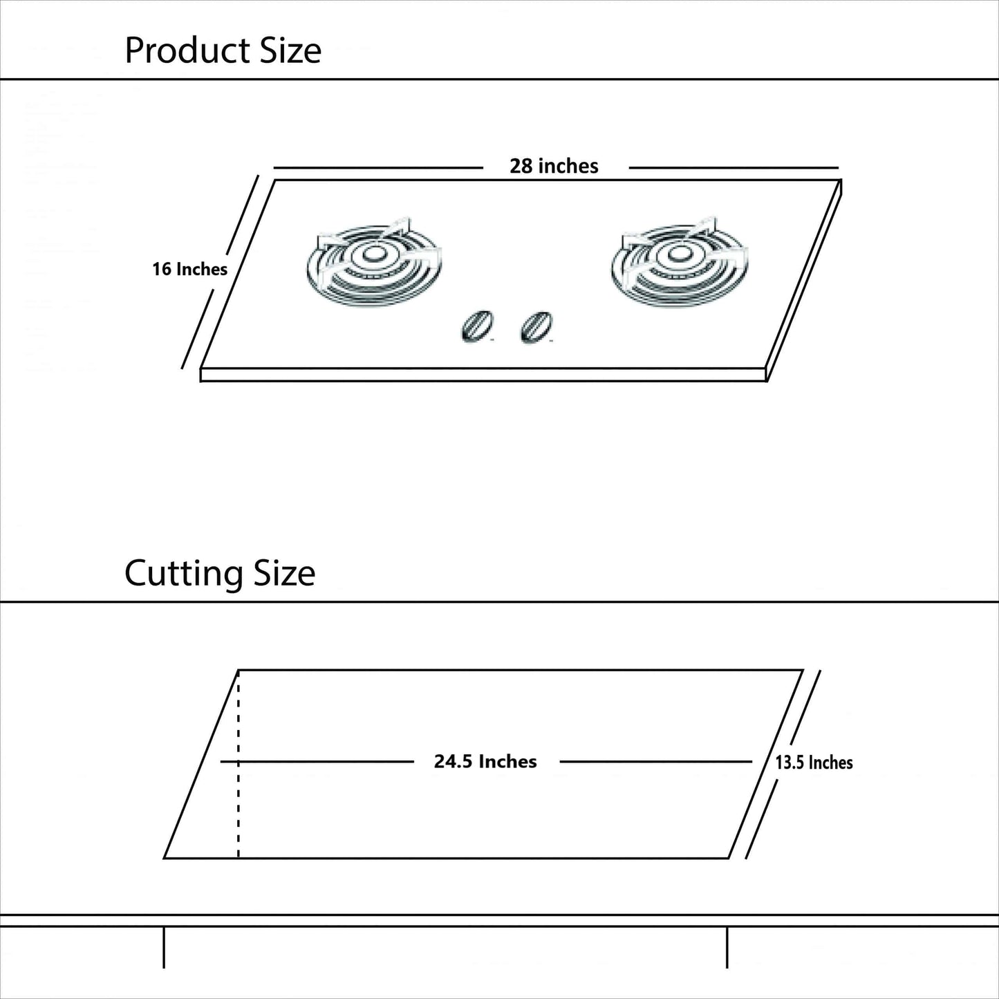 APOLO Automatic Hob - Model 580 - 3 Burner - Auto Ignition Stove - 100% Pure Stainless Steel Top