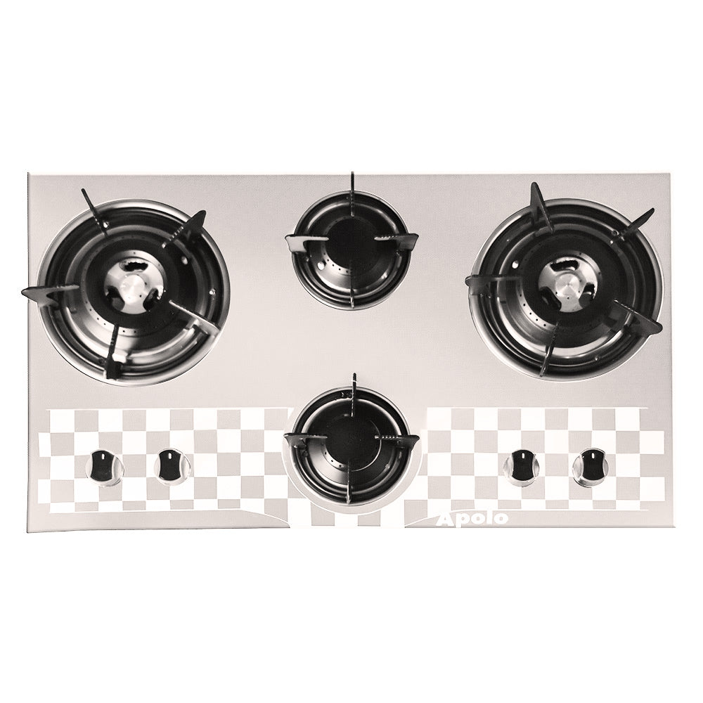 APOLO Automatic Hob - Model 750 - 4 Burner Auto Ignition - 100% Pure Stainless Steel Top